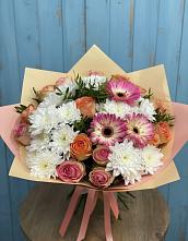 Букет цветов из:  Розы, Герберы и Хризантемы #REPLACE_PRED# Вяземском