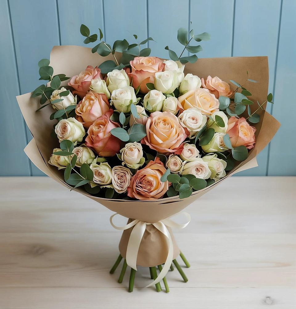 Букет цветов из: Альстромерии и Розы в Вяземском