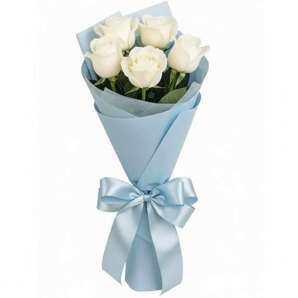 Букет 5 Белых роз Проуд в Вяземском