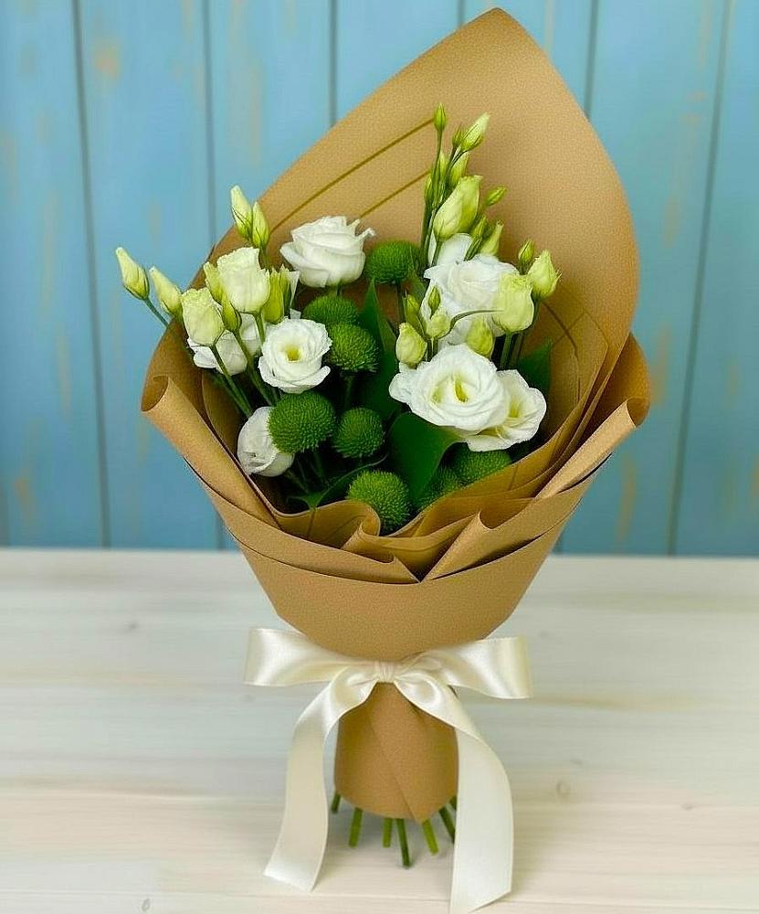 Букет цветов из: Хризантемы и Лизиантусы в Вяземском