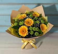 Букет цветов из:  Герберы и Хризантемы в Вяземском