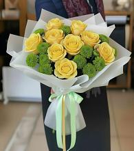 Букет цветов из:  Хризантемы и Розы в Вяземском