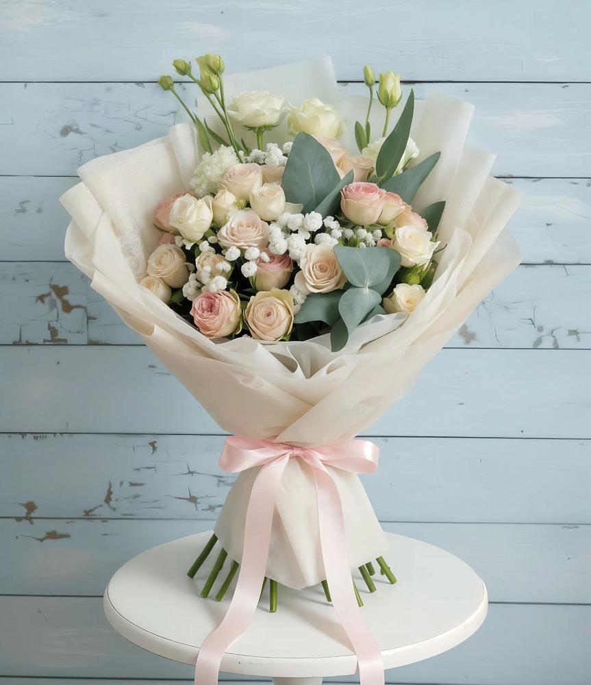 Букет цветов из: Розы и Лизиантусы в Вяземском