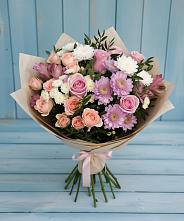 Букет цветов из:  Хризантемы, Розы и Альстромерии в Вяземском