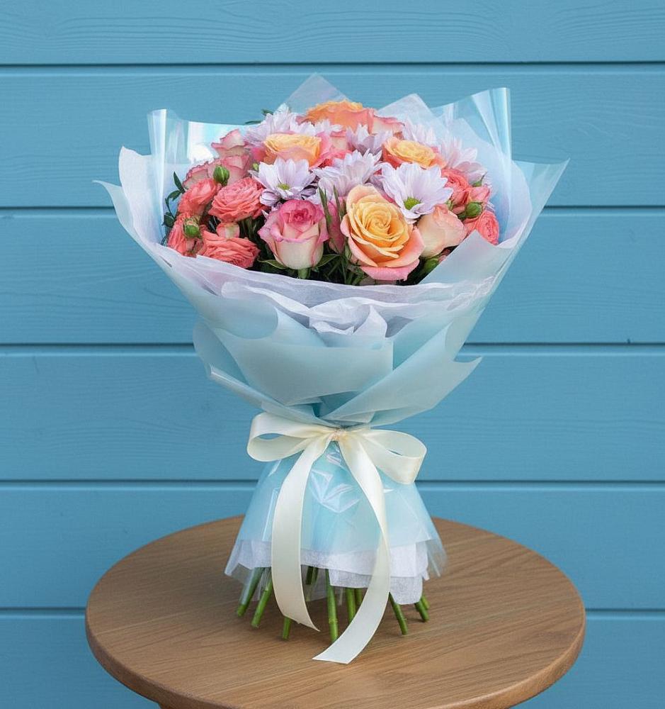 Букет цветов из: Хризантемы и Розы в Вяземском