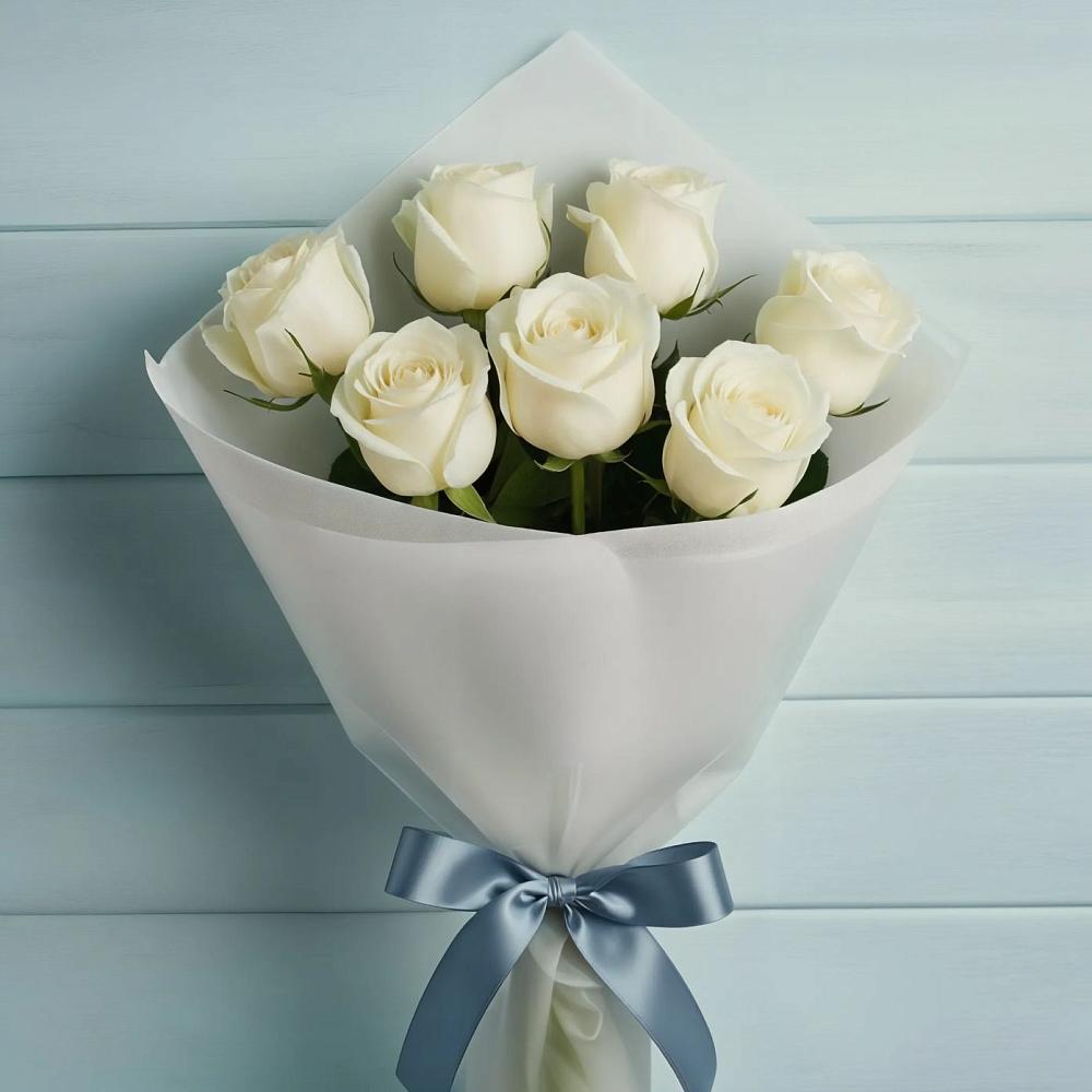 Букет 7 Белых роз Эдлесс Лав в Вяземском